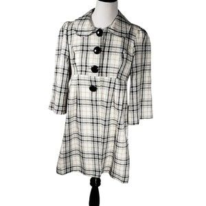 My Michelle Women's Medium Black White Silver Metallic Light 3/4 Sleeve Coat